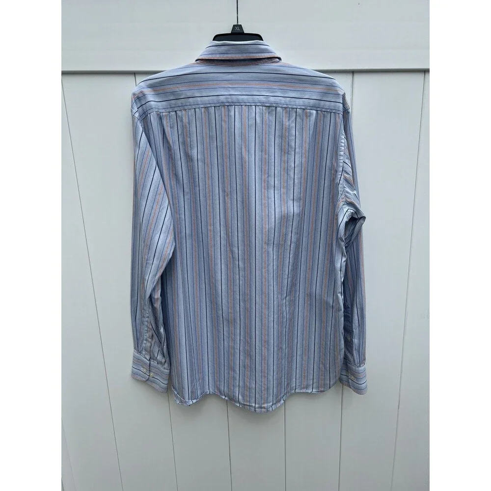J Crew Dress Shirt Mens L 1(16-16.5”) 80's 2 Ply Multicolor Pin Striped